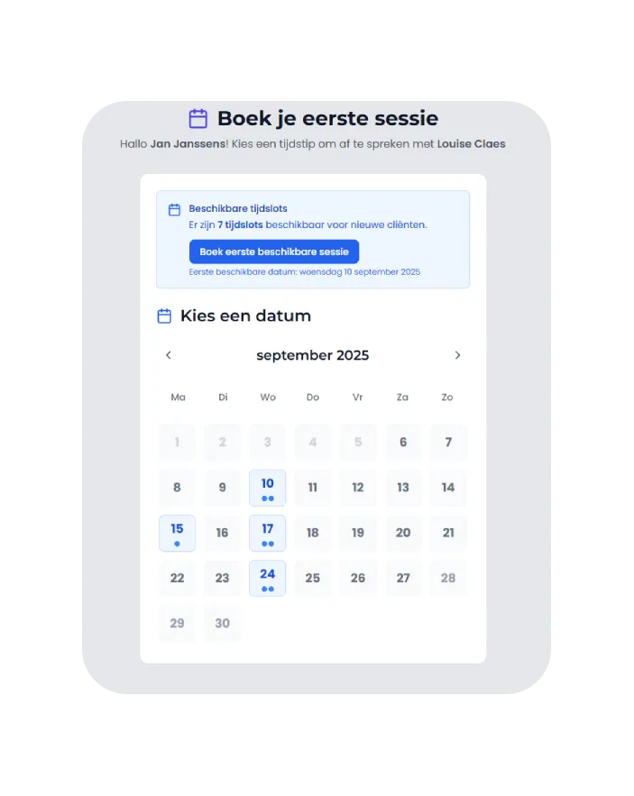 Eenvoudige Aanmelding - Boek Eerste Afspraak